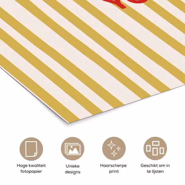 Strepen - Abstract - Yes you can - Rood poster papier klein -closeup_NL