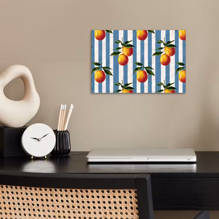 Strepen - Citroen - Blauw poster papier klein 62 -sfeer1