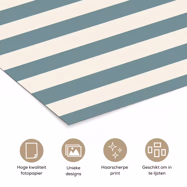 Strepen - Modern - Blauw poster papier klein 62 -closeup_NL