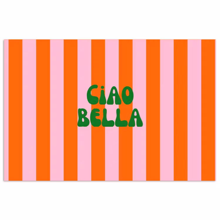 Strepen - Oranje - Verticaal - Ciao bella poster papier klein -3d