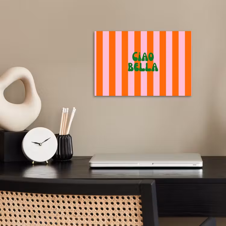 Strepen - Oranje - Verticaal - Ciao bella poster papier klein -sfeer1