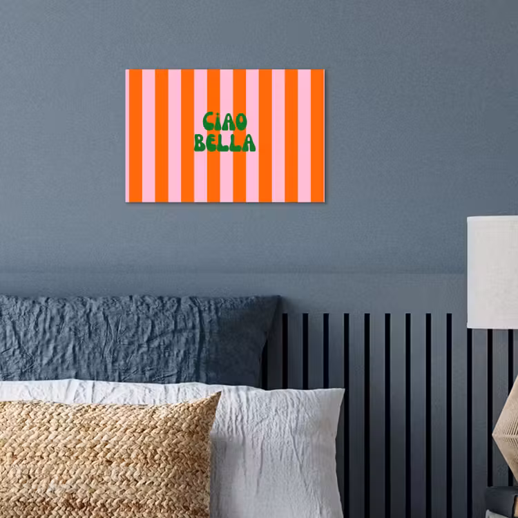 Strepen - Oranje - Verticaal - Ciao bella poster papier klein -sfeer2