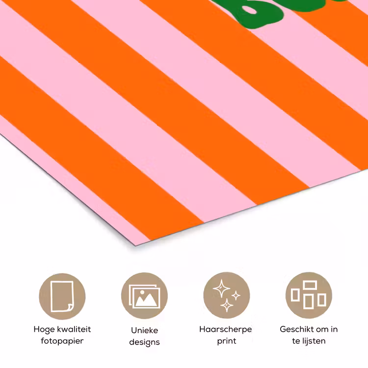 Strepen - Oranje - Verticaal - Ciao bella poster papier klein -closeup_NL