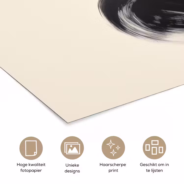 Strepen - Zwart - Abstract poster papier klein -closeup_NL
