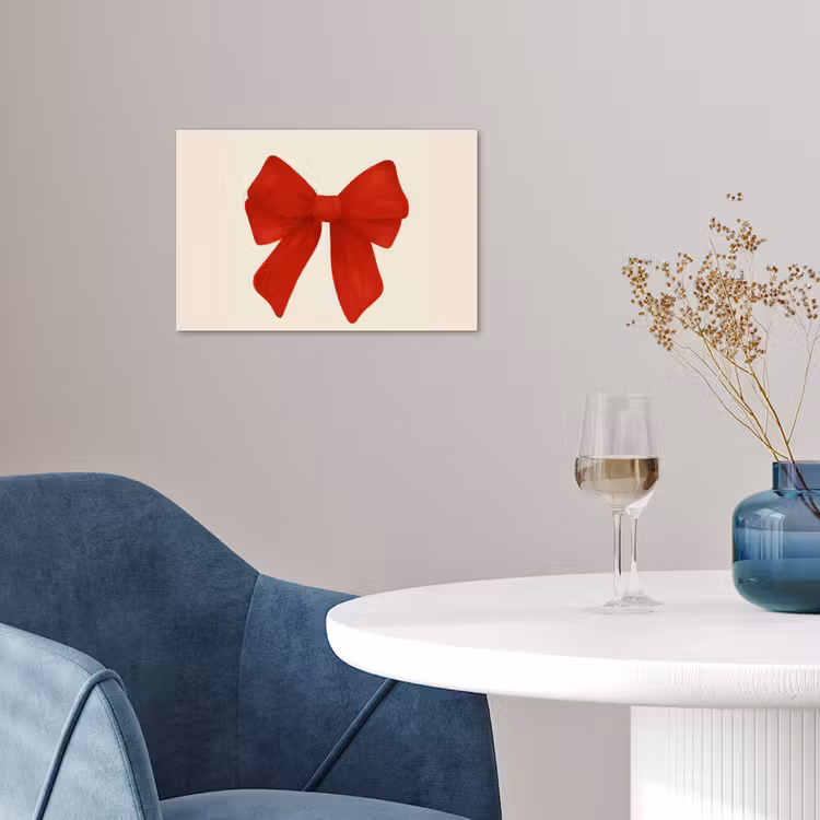 Strik - Symmetrisch - Rood - Lint poster papier klein -sfeer3