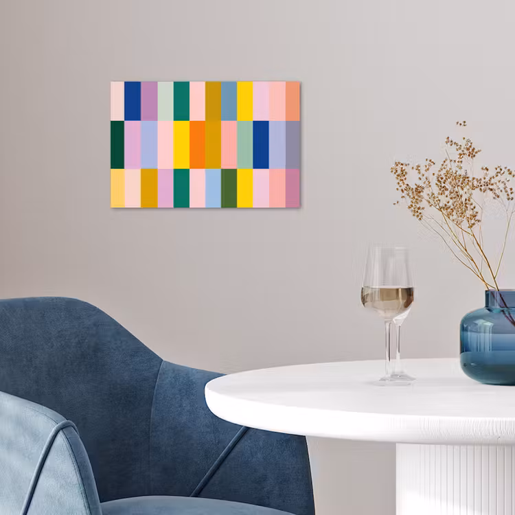 Stroken - Blauw - Patroon - Abstract poster papier klein -sfeer3