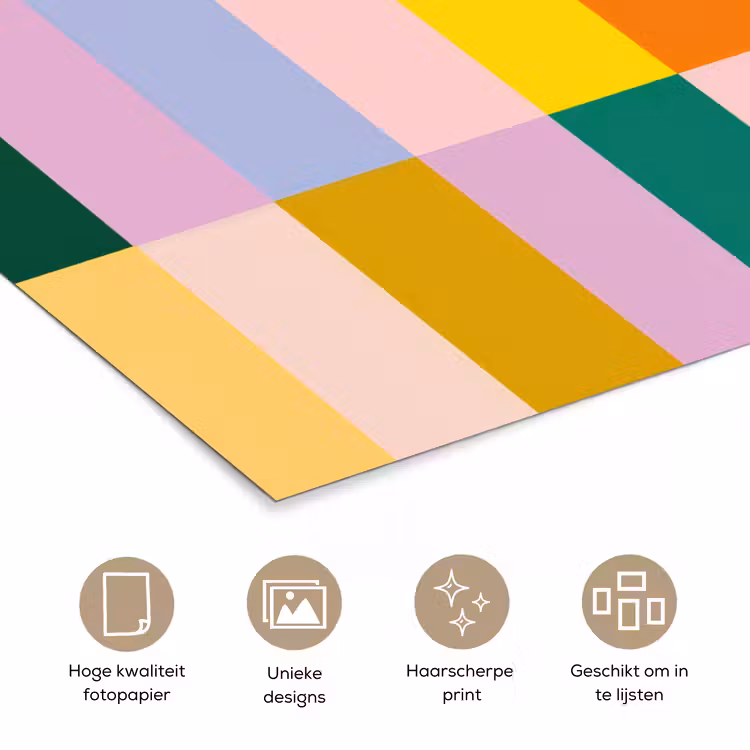 Stroken - Blauw - Patroon - Abstract poster papier klein -closeup_NL