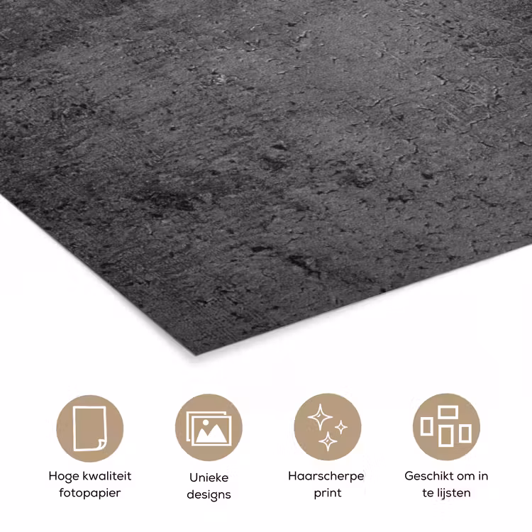 Structuur - Beton - Grijs - Industrieel - Rustiek poster papier klein -closeup_NL