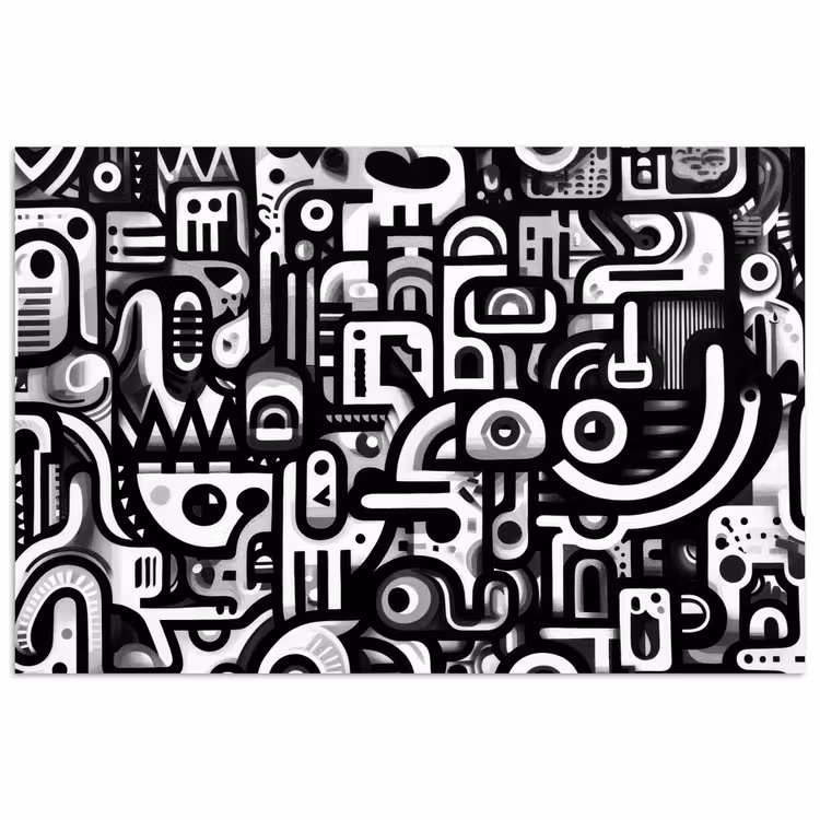 Symbolen - Abstract - Grafisch - Zwart poster papier klein -3d