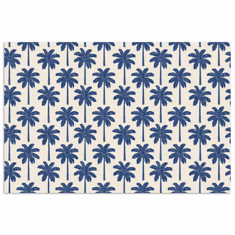 Symmetrisch - Palm - Blauw poster papier klein 62 -3d