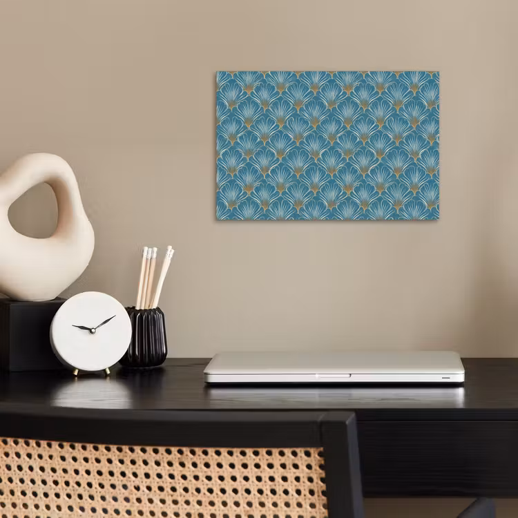 Symmetrisch - Patroon - Blauw poster papier klein 62 -sfeer1