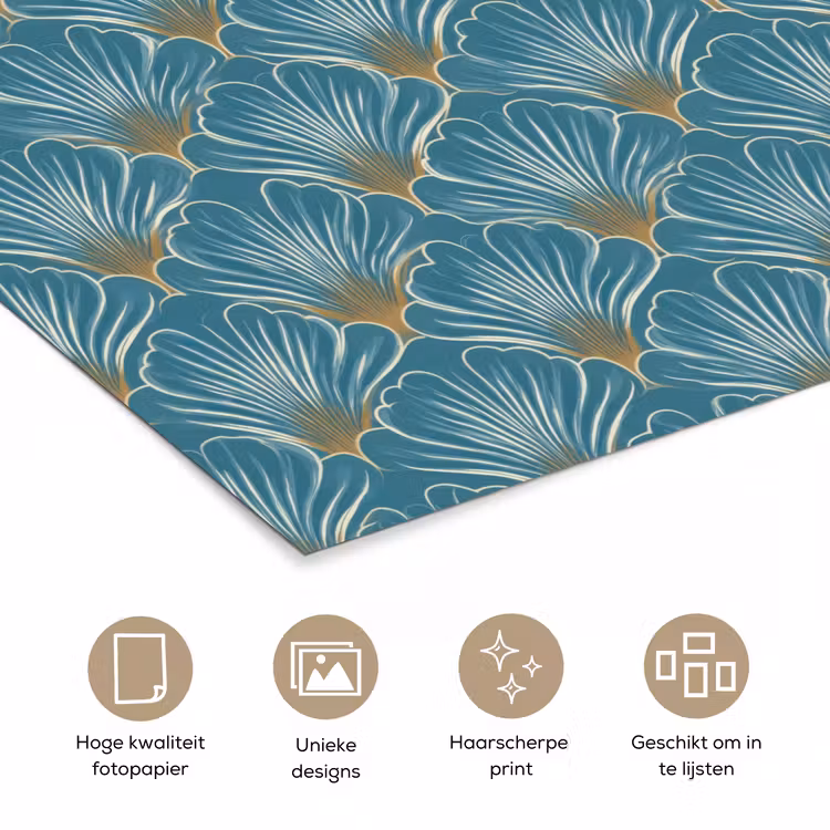 Symmetrisch - Patroon - Blauw poster papier klein 62 -closeup_NL