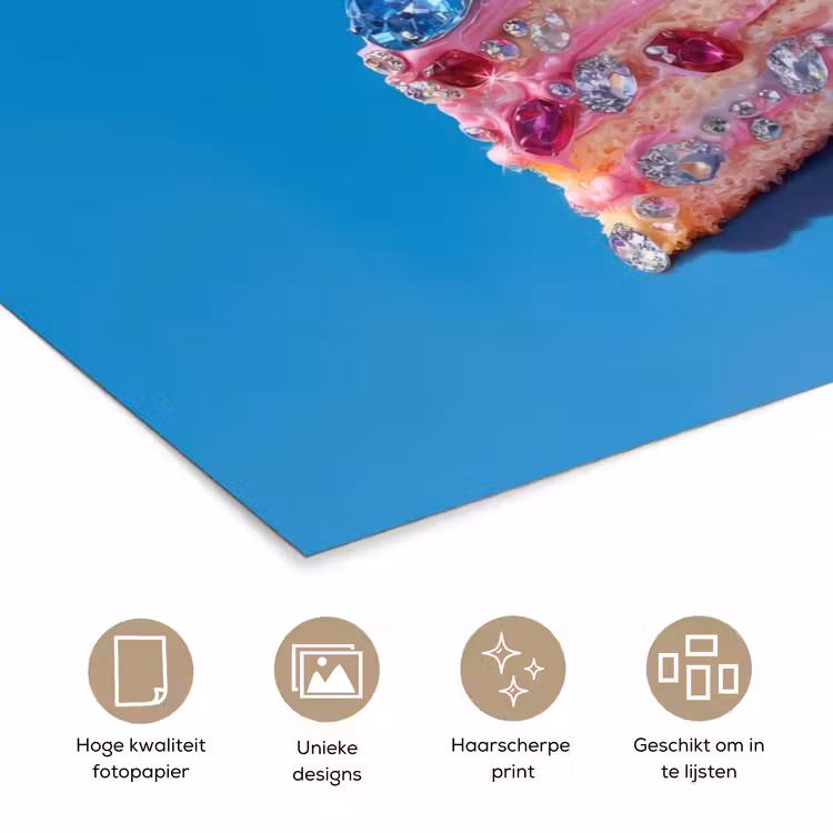 Taart - Edelstenen - Glitters - Roze poster papier klein -closeup_NL