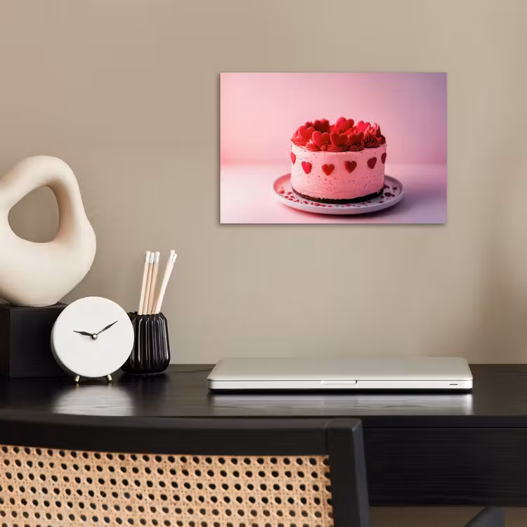 Taart - Hart - Roze poster papier klein -sfeer1