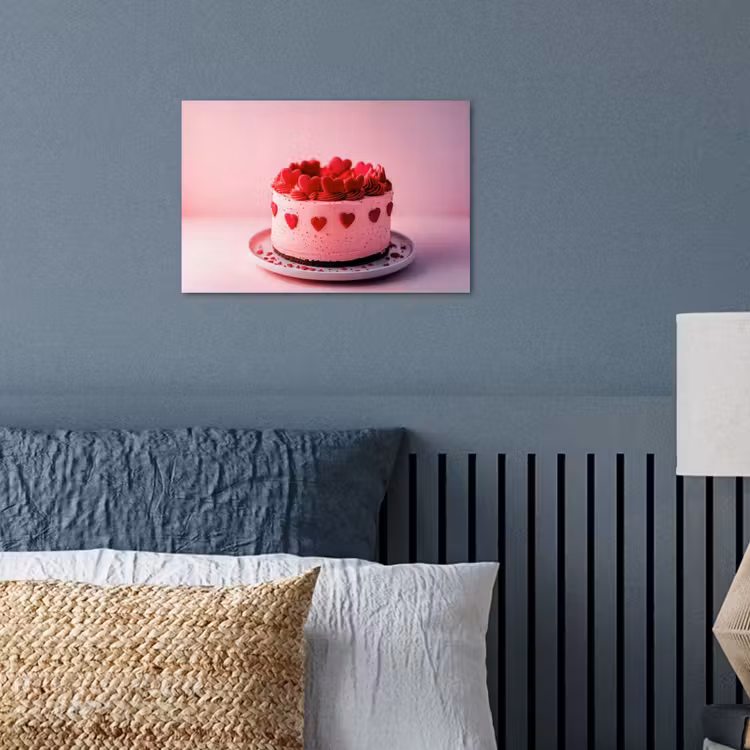 Taart - Hart - Roze poster papier klein -sfeer2