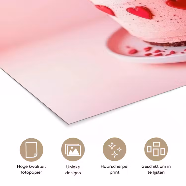 Taart - Hart - Roze poster papier klein -closeup_NL