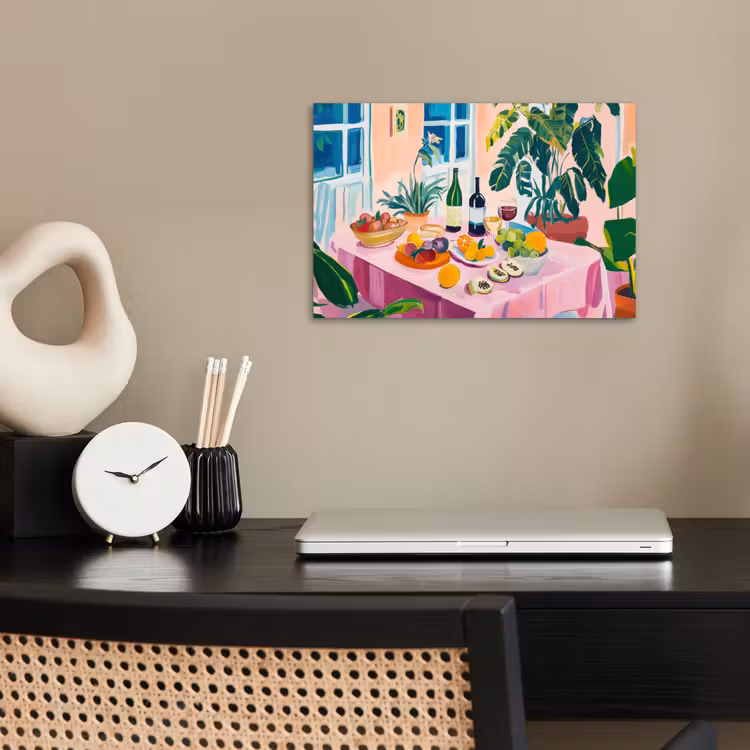 Tafel - Wijn - Fruit poster papier klein -sfeer1