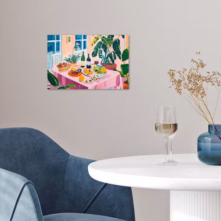 Tafel - Wijn - Fruit poster papier klein -sfeer3