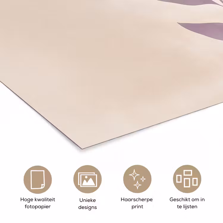 Tak - Bladeren - Minimalistisch - Beige poster papier klein -closeup_NL