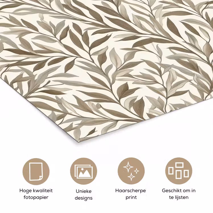 Takken - Botanisch - Taupe poster papier klein 62 -closeup_NL