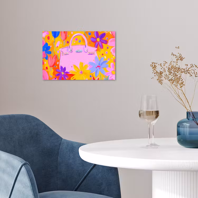 Tas - Roze - Bloemen poster papier klein -sfeer3