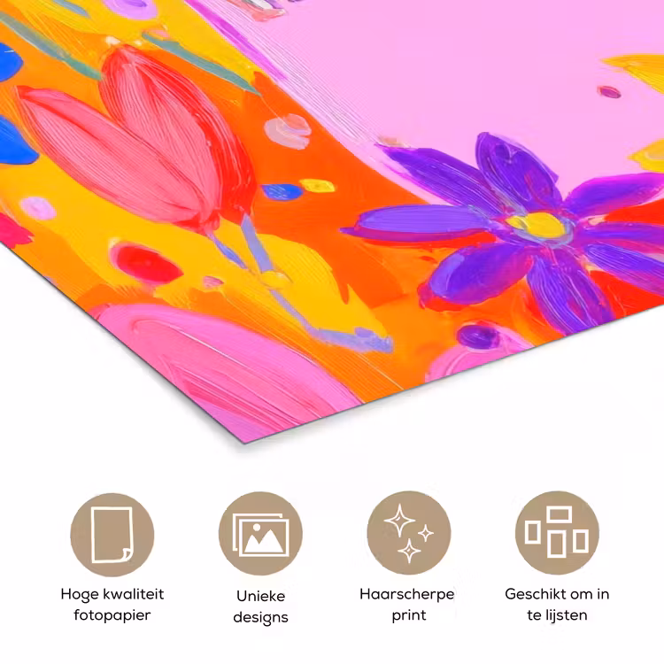 Tas - Roze - Bloemen poster papier klein -closeup_NL