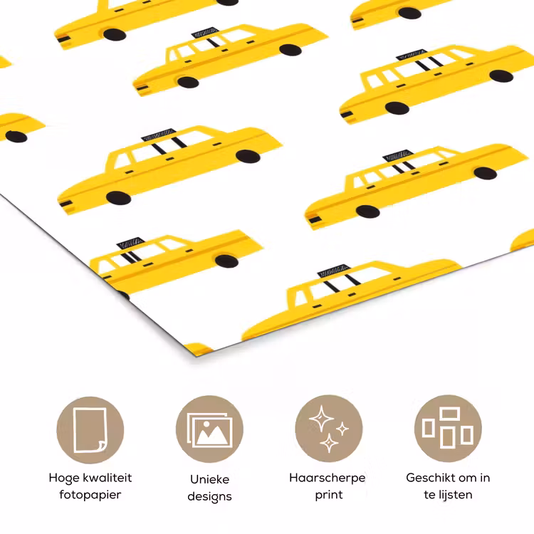 Taxi - Iconisch - Geel poster papier klein 62 -closeup_NL