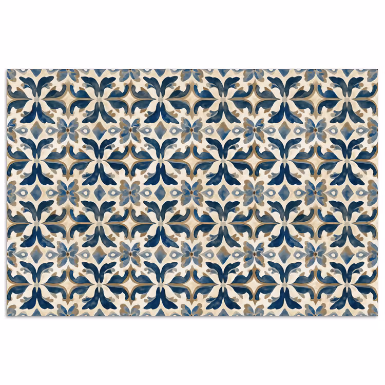 Tegel - Patroon - Blauw - Beige poster papier klein 62 -3d
