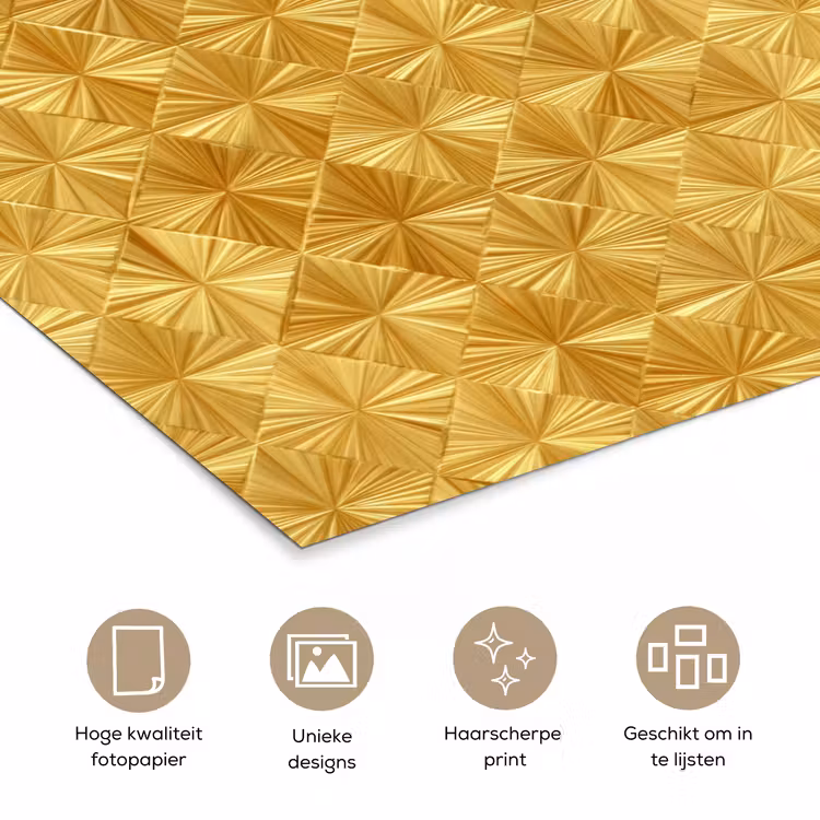 Tegels - Geometrisch - Reliëf - Goud poster papier klein 62 -closeup_NL