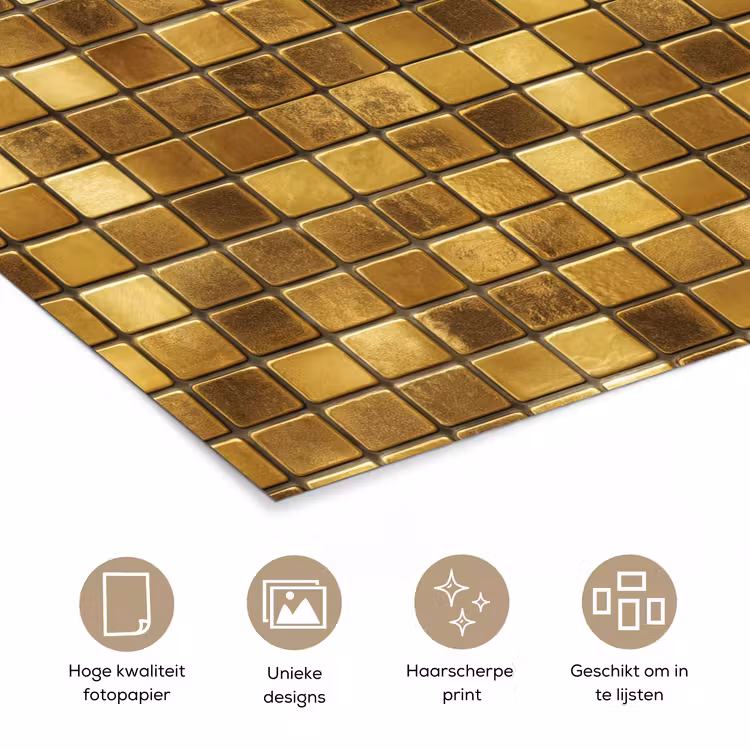 Tegels - Mozaïek - Luxe - Warm Goud poster papier klein 62 -closeup_NL