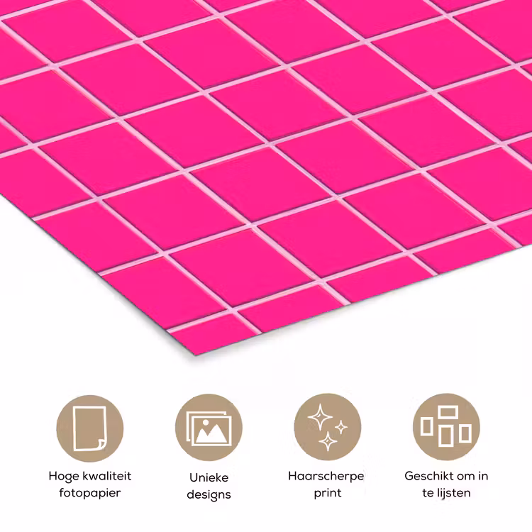 Tegels - Vierkant - Fuchsia poster papier klein 62 -closeup_NL