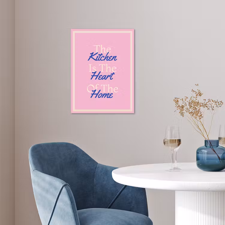 Tekst - Blauw - Keuken - Kader poster papier klein -sfeer3