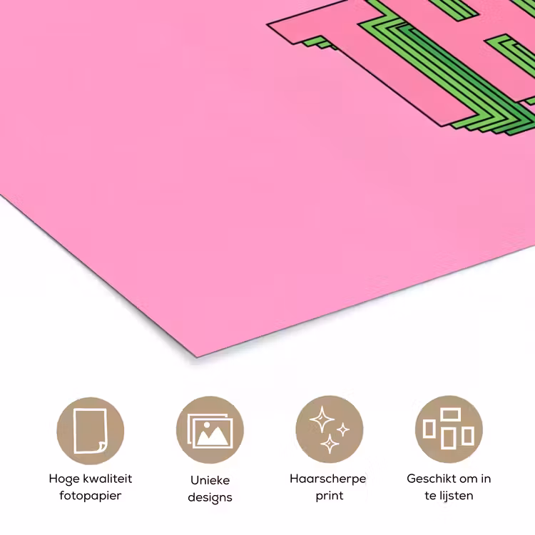 Tekst - Bold - Roze poster papier klein -closeup_NL