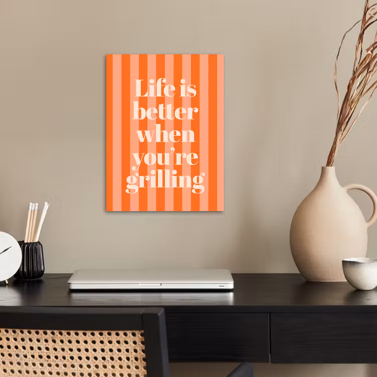 Tekst - Gestreept - Oranje - Zomer poster papier klein -sfeer1