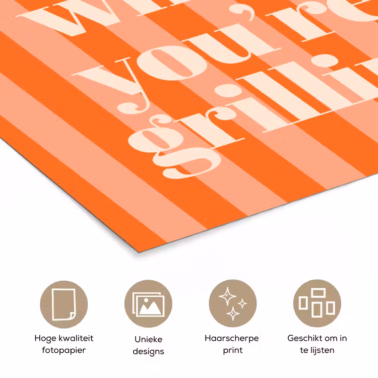 Tekst - Gestreept - Oranje - Zomer poster papier klein -closeup_NL
