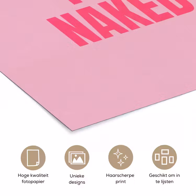 Tekst - Modern - Roze poster papier klein -closeup_NL