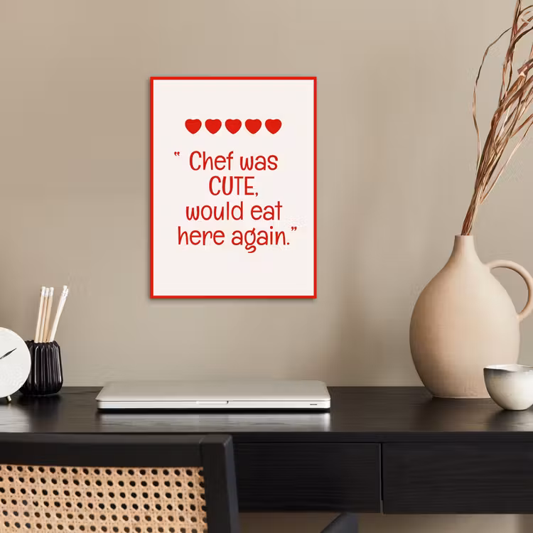 Tekst - Rood - Hartjes poster papier klein -sfeer1