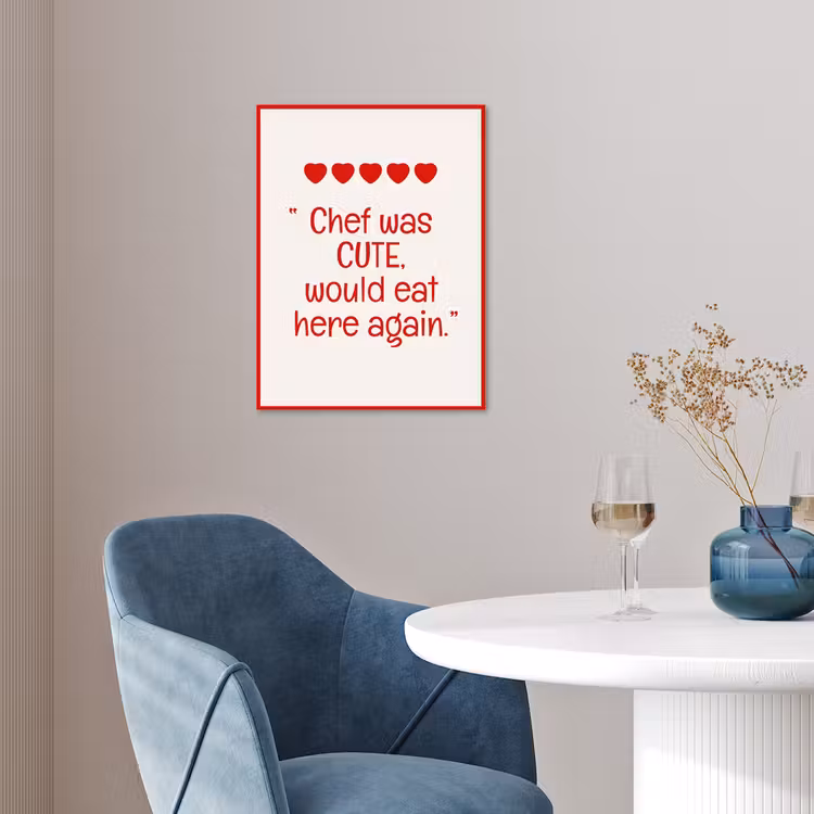 Tekst - Rood - Hartjes poster papier klein -sfeer3