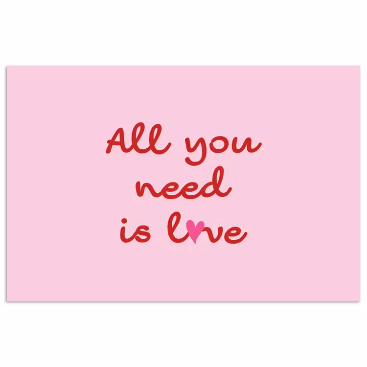 Tekst - Roze - Love - Hart poster papier klein -3d
