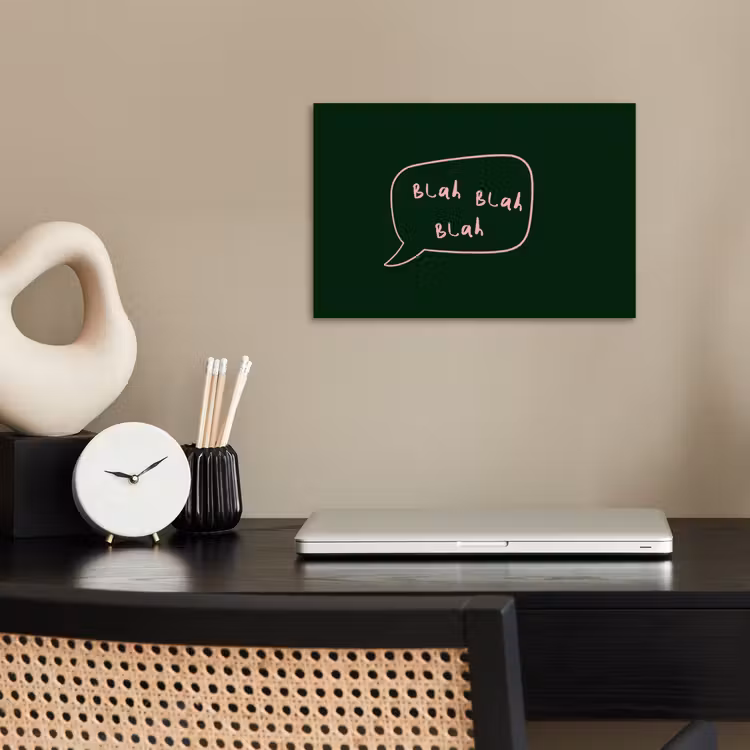 Tekstwolkje - Donkergroen - BLAH BLAH BLAH poster papier klein -sfeer1