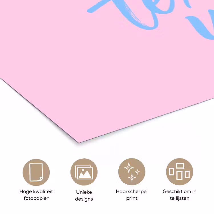 Tequila texted you - Roze - Blauw poster papier klein -closeup_NL