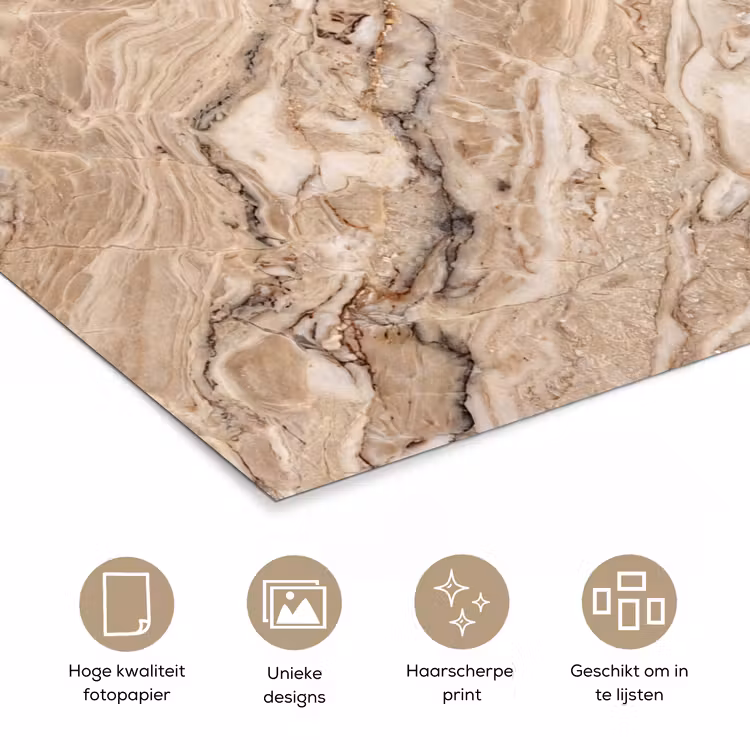 Textuur - Aders - Abstract - Modern - Beige poster papier klein -closeup_NL