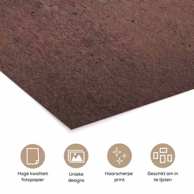 Textuur - Beton - Abstract - Donker - Bruin poster papier klein -closeup_NL