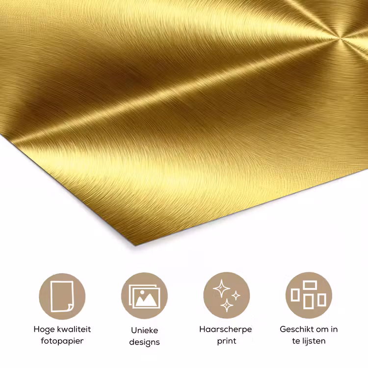 Textuur - Geborsteld Goud - Industrieel - Metallic poster papier klein 62 -closeup_NL