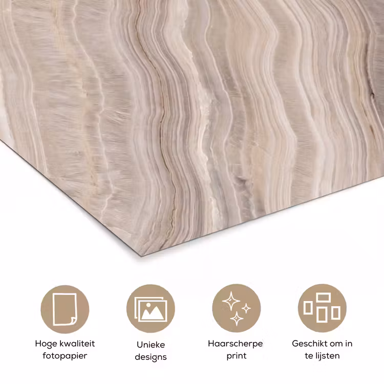 Textuur - Golvend - Abstract - Modern - Beige poster papier klein -closeup_NL