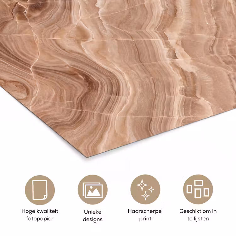 Textuur - Golvend - Abstract - Warm - Bruin poster papier klein -closeup_NL