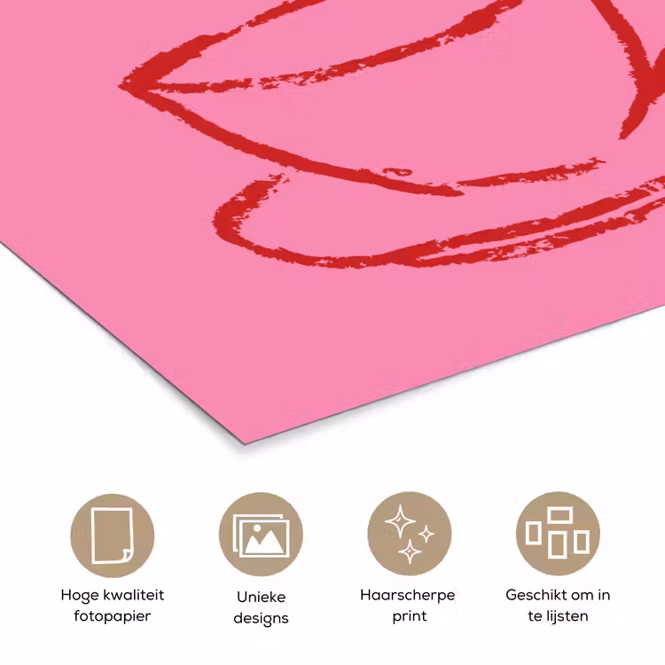 Thee - Roze - Valentijn - Tekst poster papier klein -closeup_NL