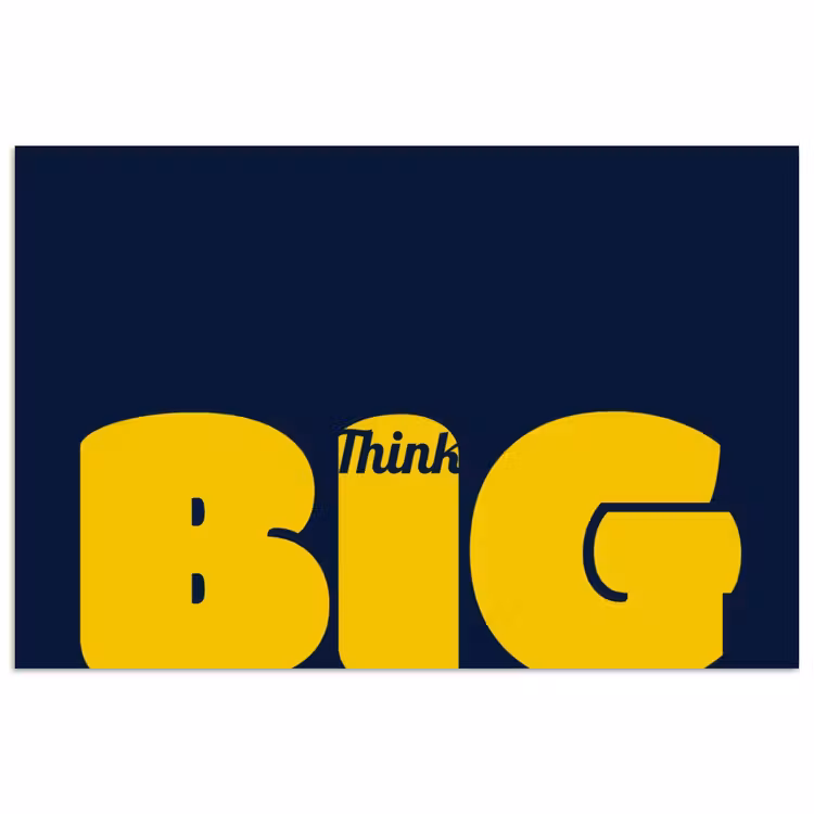 Think big - Blauw - Geel poster papier klein -3d