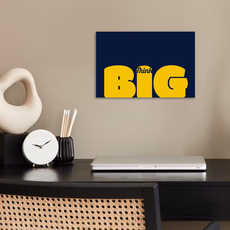 Think big - Blauw - Geel poster papier klein -sfeer1