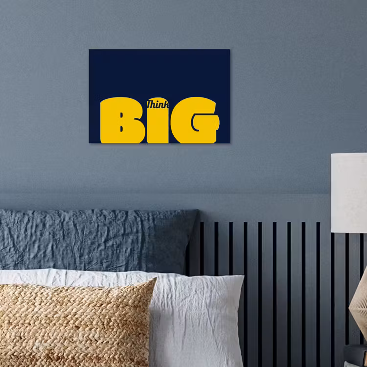 Think big - Blauw - Geel poster papier klein -sfeer2